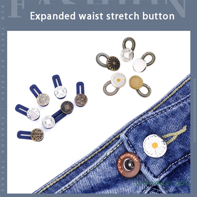 Metal Celana Jeans Adjustable Untuk Celana Kekecilan / Kesempitan Stapleless Untuk Wanita Tombol Logam Zinc Alloy Round Tack Buttons Aksesoris-Won