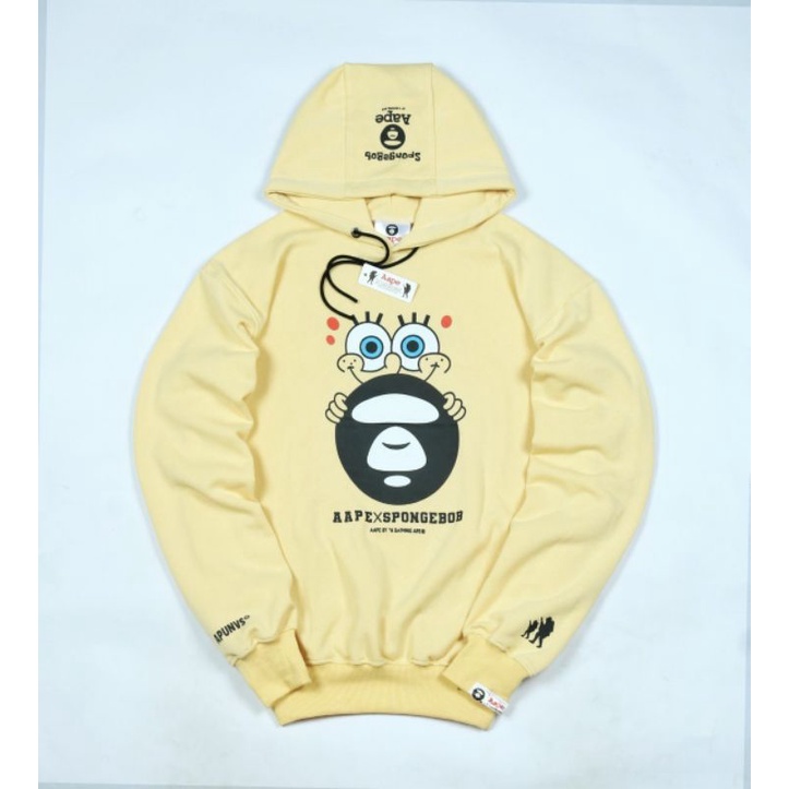 HOODIE AAPE X SPONGEBOB HIGH QUALITY CASUAL HYPE FASHION PRIA | JAKET PRIA