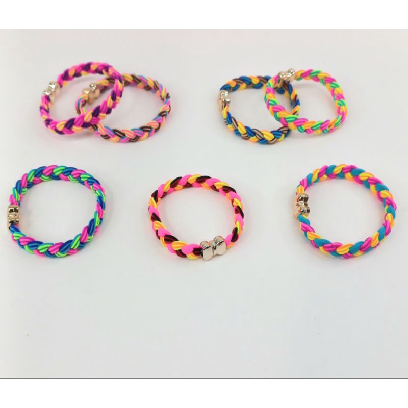 Ikat Rambut Motif Kepang Isi 10Pcs Ikat Rambut Gelang Elastis Korea