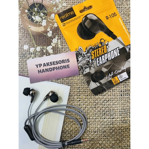 Earphone - Handsfree - Headset REALME R-105 R-111 R-113 R-114 Stereo Music Universal Mic R105 R111
