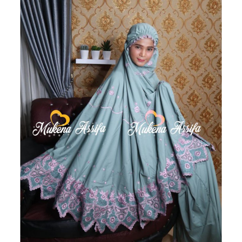 mukena hijau bordir padang bukittinggi