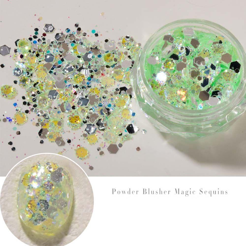 Mxbeauty Hologram Kuku Decals Wanita Sparkly Manicure Nail Art Dekorasi Musim Panas Hexagon Nail Paillette