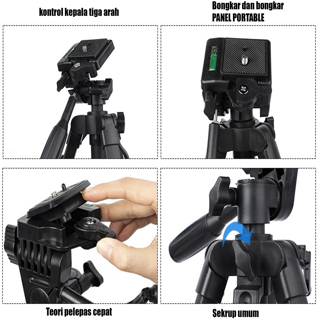 TRIPOD CAMERA 3366 YUNTENG ORIGINAL TRIPOD HP + HOLDER CAMERA DV SLR PORTABLE LIVE FULL LIGHT BRACKET / Free Holder U