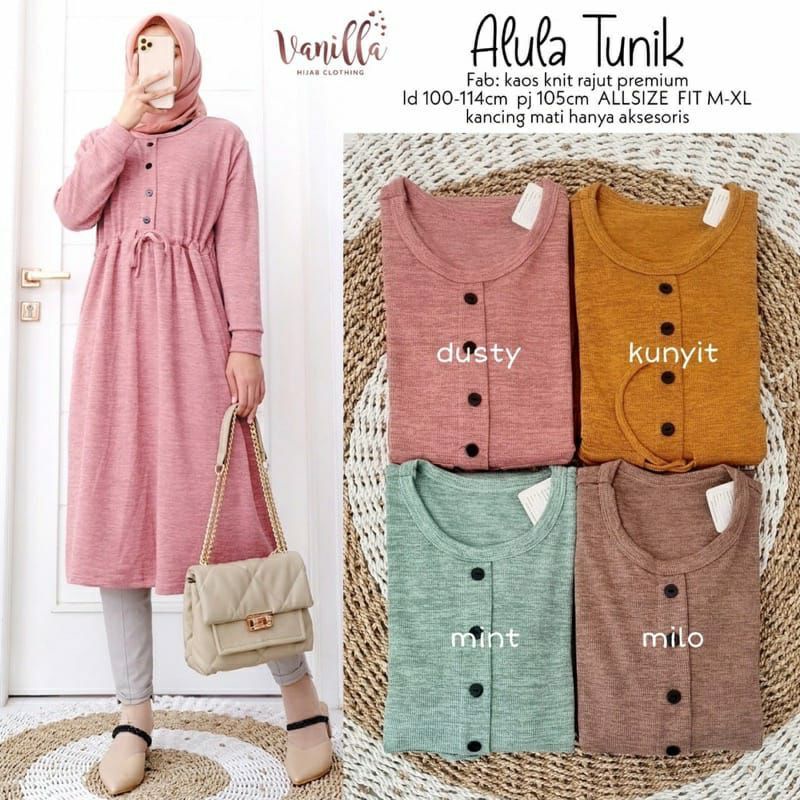 Alula Tunik - Tunik Kaos Rajut Premium LD100+ Melar / R.14 - 473