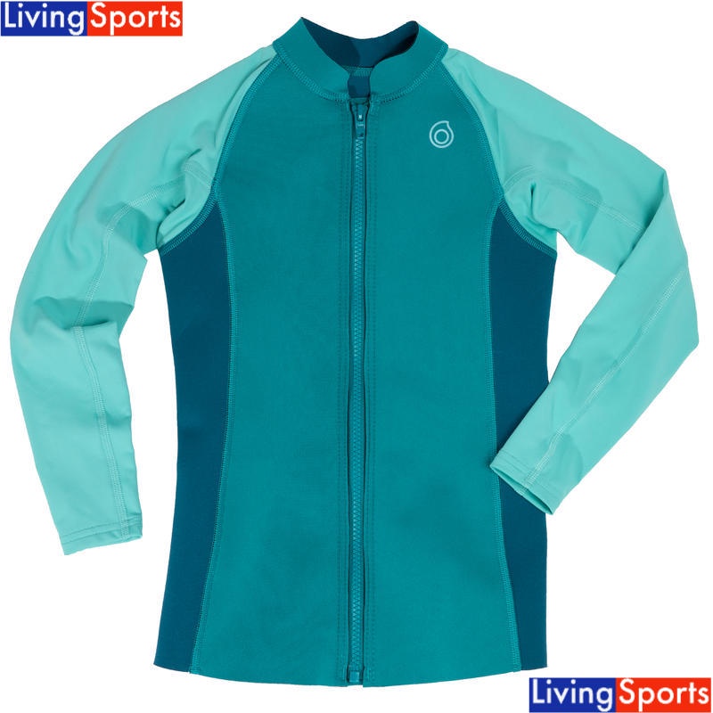 Baju Snorkel Diving Scuba Selam Anak Lengan Panjang Kid's Long Sleeve Neoprene Thermal Top 500 Turquoise