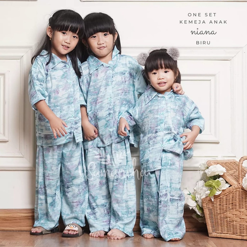 One Set Kemeja Anak Rayon Motif