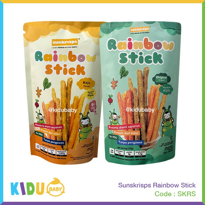 Sunkrisps Rainbow Stick Kue Sus Kering Pelangi Snack Makanan Ringan Bayi &amp; Anak Kidu Baby