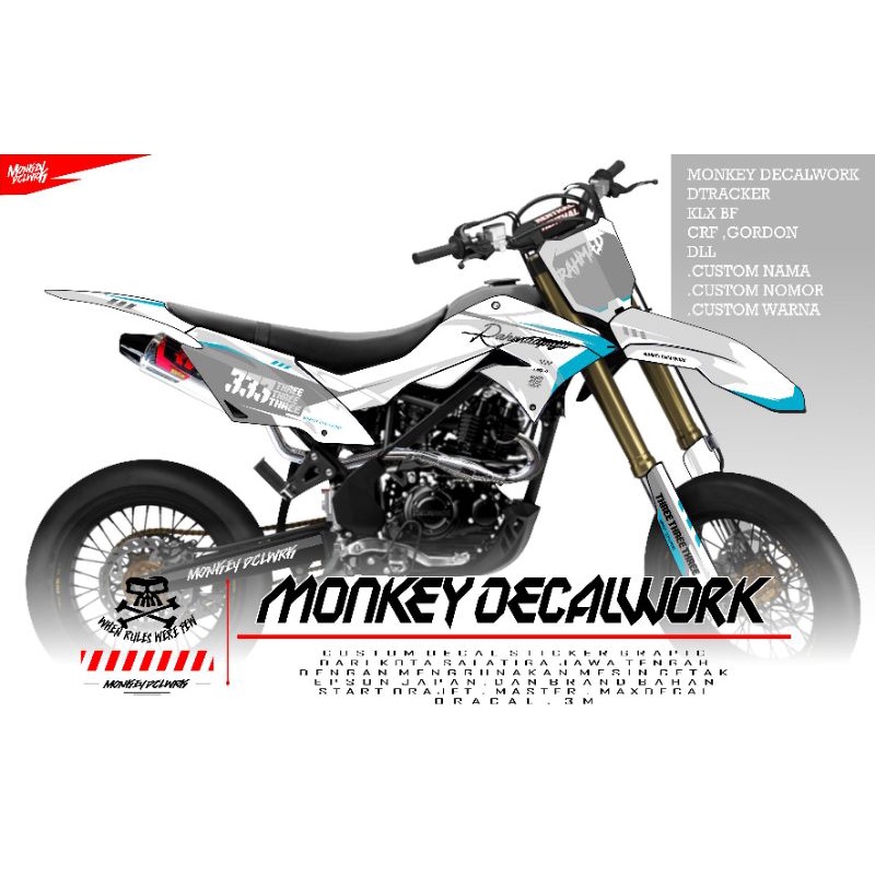 DEKAL STICKER DECAL KLX D-TRACKER PUTIH SIMPLE CUSTOM
