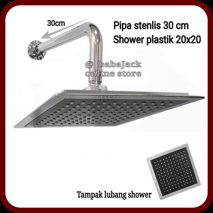 Wall shower kotak 8 inci sower dinding tembok mandi pipa stenlis