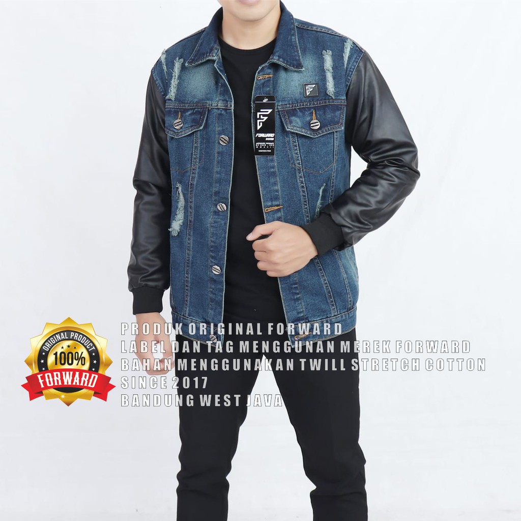 Jaket Pria Jeans Denim Retro Destroy Forward System