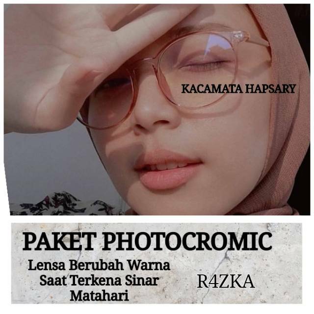 FRAME KACAMATA BULAT + LENSA PHOTOCROMIC | KACAMATA MINUS | KACAMATA ANTI RADIASI | KACAMATA WANITA