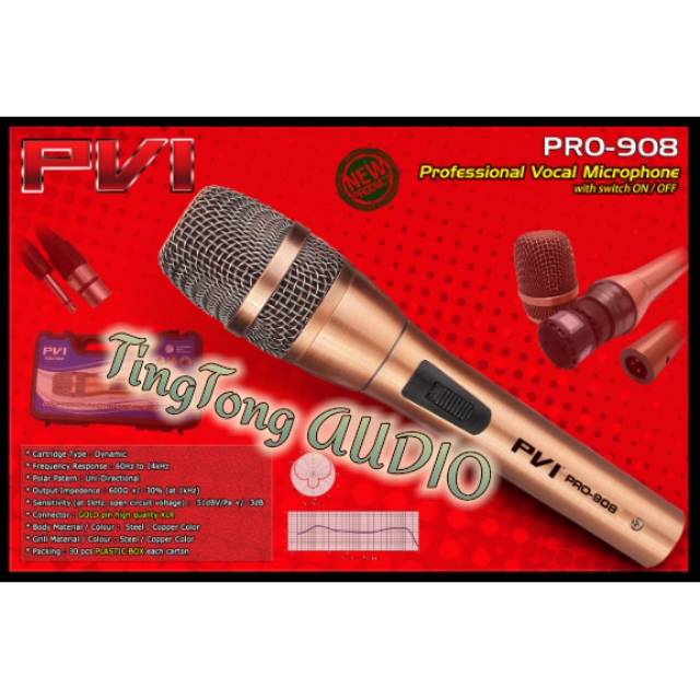 Mic kabel PRO 908 merk PVI warna rose gold..berkualitas jernih suaranya..body besi..