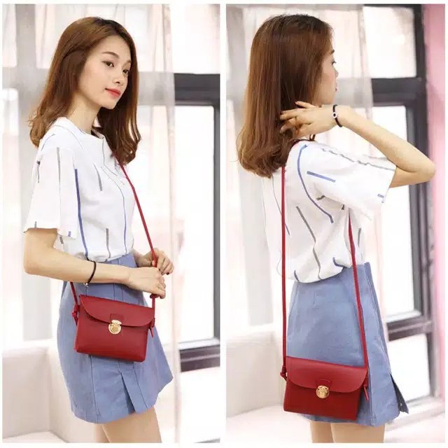 Charyatink - TAS SELEMPANG WANITA SLINGBAG MINI BACKPACKS WARNA AKSESORIS SLEMPANG DOMPET