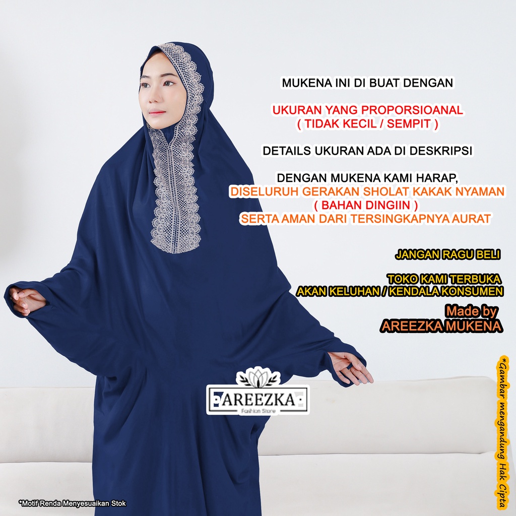 Mukena Terusan Hadramaut Hadijah Terompah Rayon Polos Super Adem Mukena Areezka