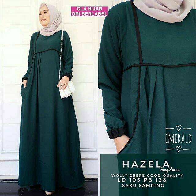 Hazela Long Dress, DRESS MUSLIM, baju wanita, baju gamis, dress, gamis, Baju gamis, fashion wanita