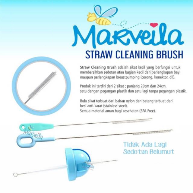 Marveila Straw Cleaning Brush 2 pcs - Sikat Pembersih Sedotan Pipet