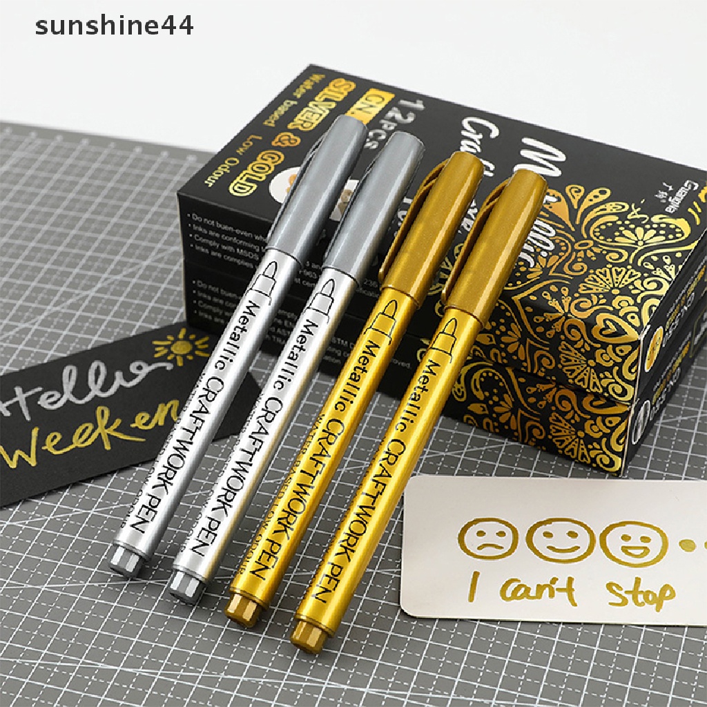 Sunshine Spidol Permanen Anti Air Warna Gold / Silver Untuk Menggambar DIY