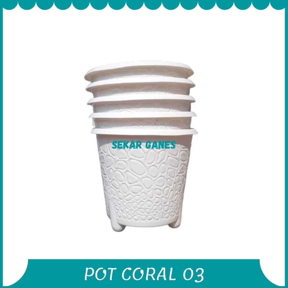 ORI Bjp Coral 03 Putih Budi Jaya Pot Coral 20 Cm Pot Motif Koral Batu Alam Bagus Pot Tanaman Murah