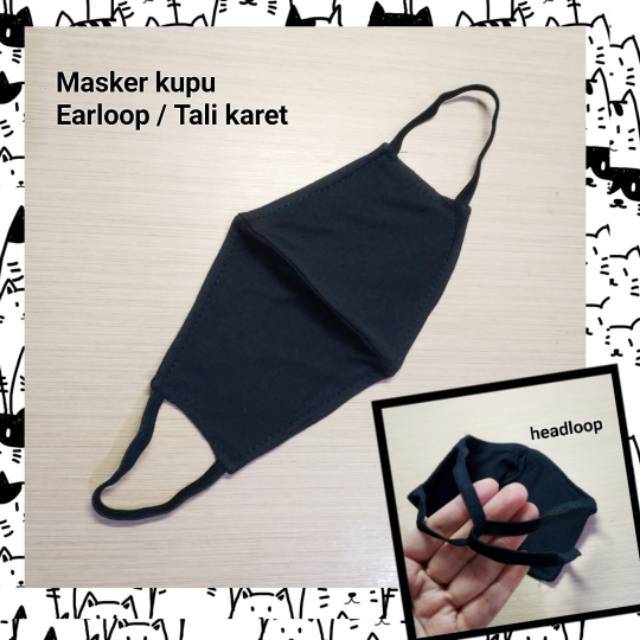 ( Anak + Dewasa ) Masker Kain Kaos Katun 2 lapis / Tali Karet / Model Kupu Jahitan earloop hijab