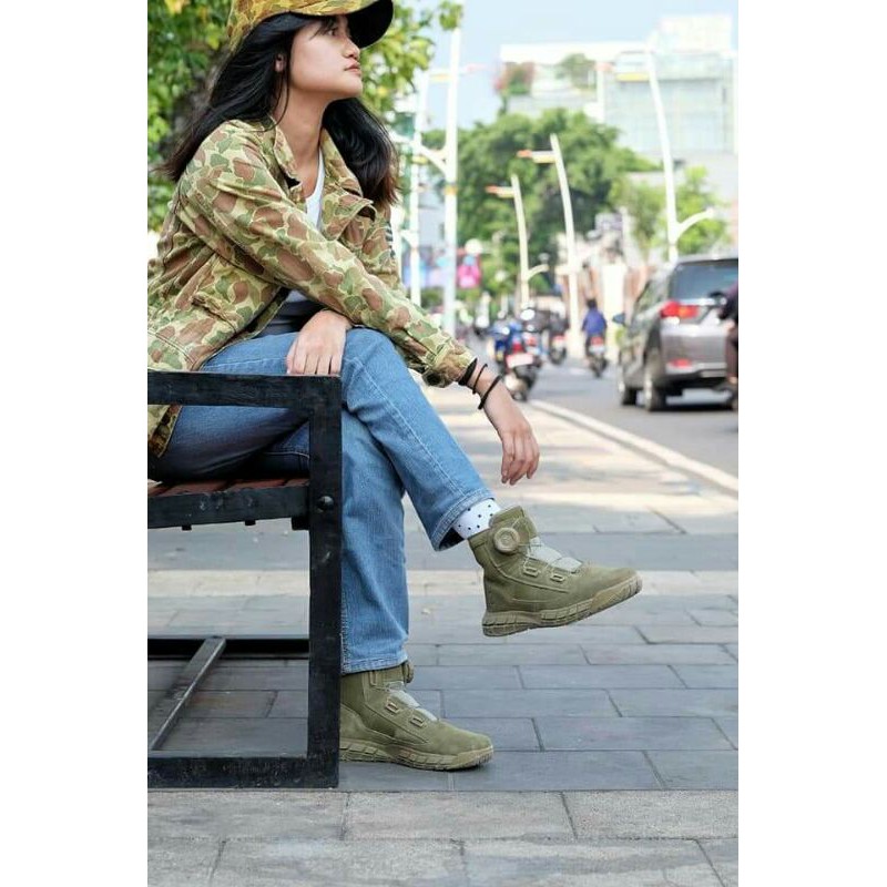 Sepatu PDL TNI POLRI Boa Parabellum Mid-Track Olive Green Original