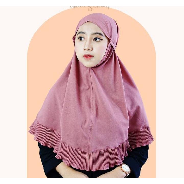 (BISA COD) Bergo Shiren Rempel Plisket / Bergo Tali Maryam Plisket Diamond Premium-B.RMPL PLSKT dusty