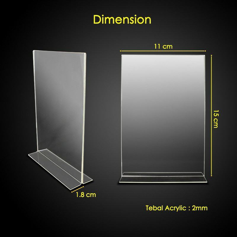 TEMPAT BROSUR / TENT HOLDER / TENT CARD AKRILIK DISPLAY 2 SISI A6