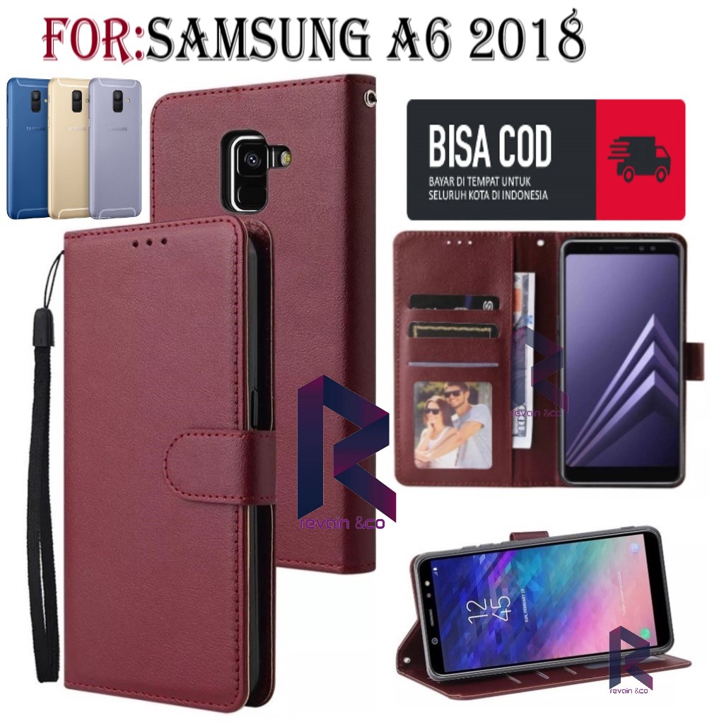 FLIP COVER SAMSUNG A6 2018 CASING DOMPET FLIP WALLET LEATHER KULIT PREMIUM SARUNG BUKA TUTUP FLIP CASE SAMSUNG A6 2018