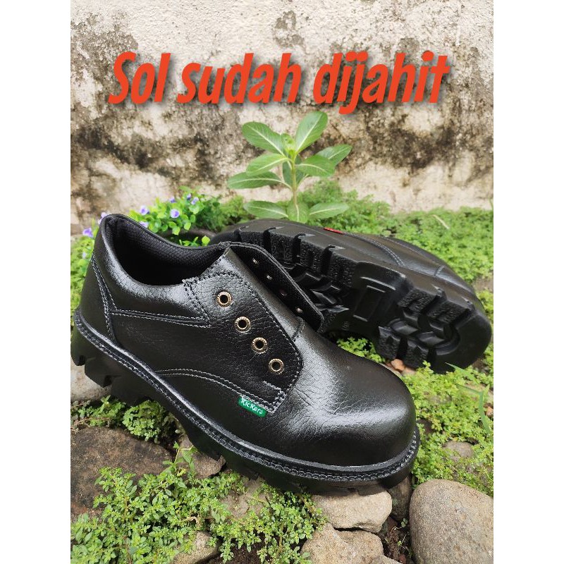 Sepatu Safety Ujung Besi Kulit Omega Impor Murah SOL SUDAH DIJAHIT