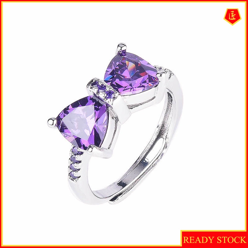 [Ready Stock]High-Grade Amethyst Butterfly Ring Female Fashion Personality