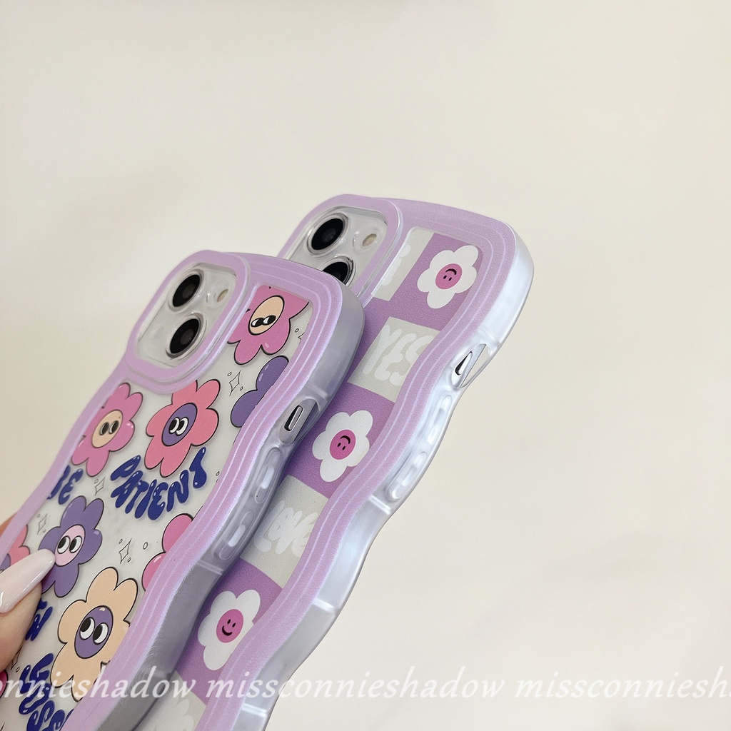 Redmi 9 A1 A1+ 9A 10 9T 10A 9C NFC 10C Redmi Note 10 Note 11 11Pro + Note 10s Note 9 Note 8 Note 11s Note 10Pro Max Cute Ins Korea Cartoon Smiley Flower Soft Wavy Edge Back Cover