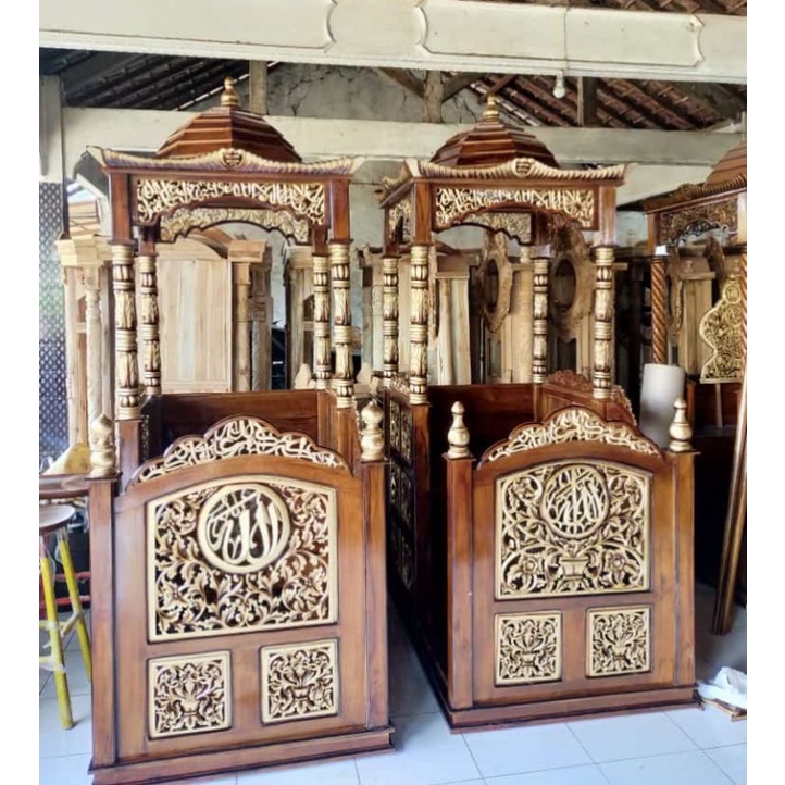 mimbar mesjid kayu jati