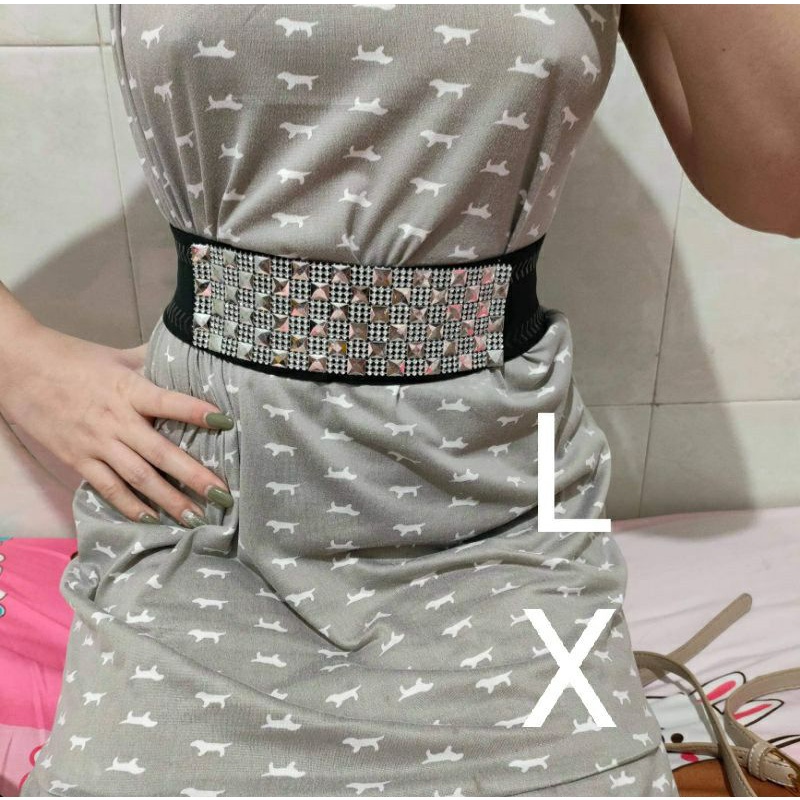 BELT KARET DIAMOND KOREAN STYLE KEKINIAN/IKAT PINĢGANG WANITA OBI KARET