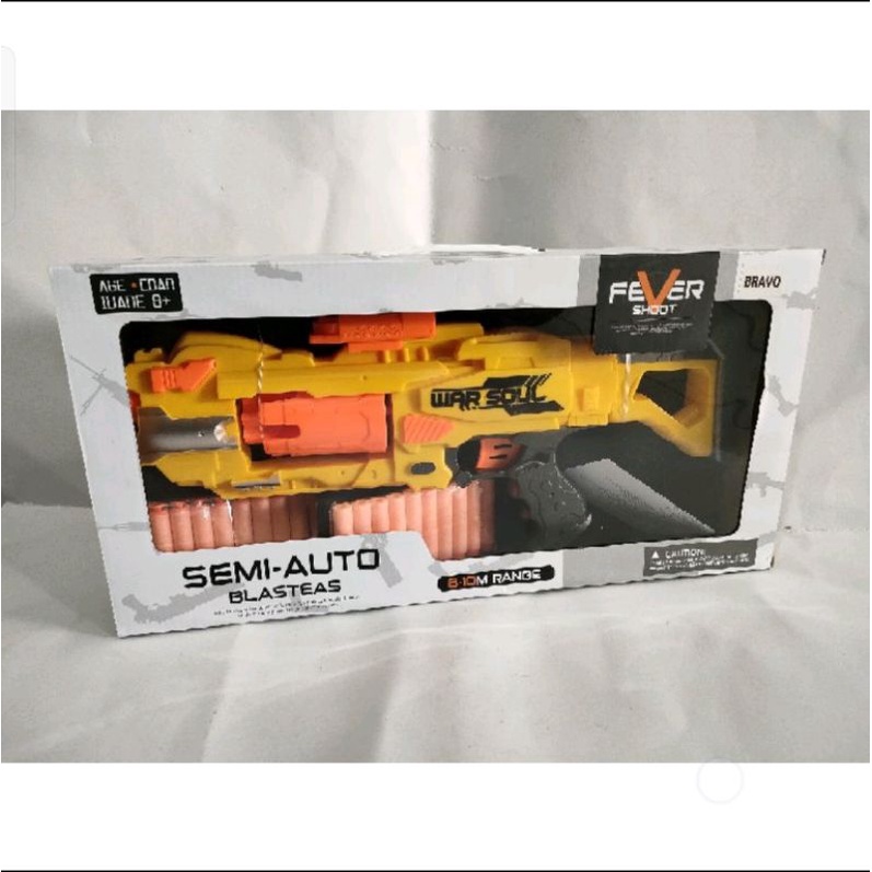 Mainan pistol nerft semi auto fever shot blaster