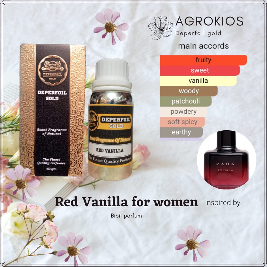 bibit parfum zara red vanilla 100 ml kemasan segel deperfoil gold
