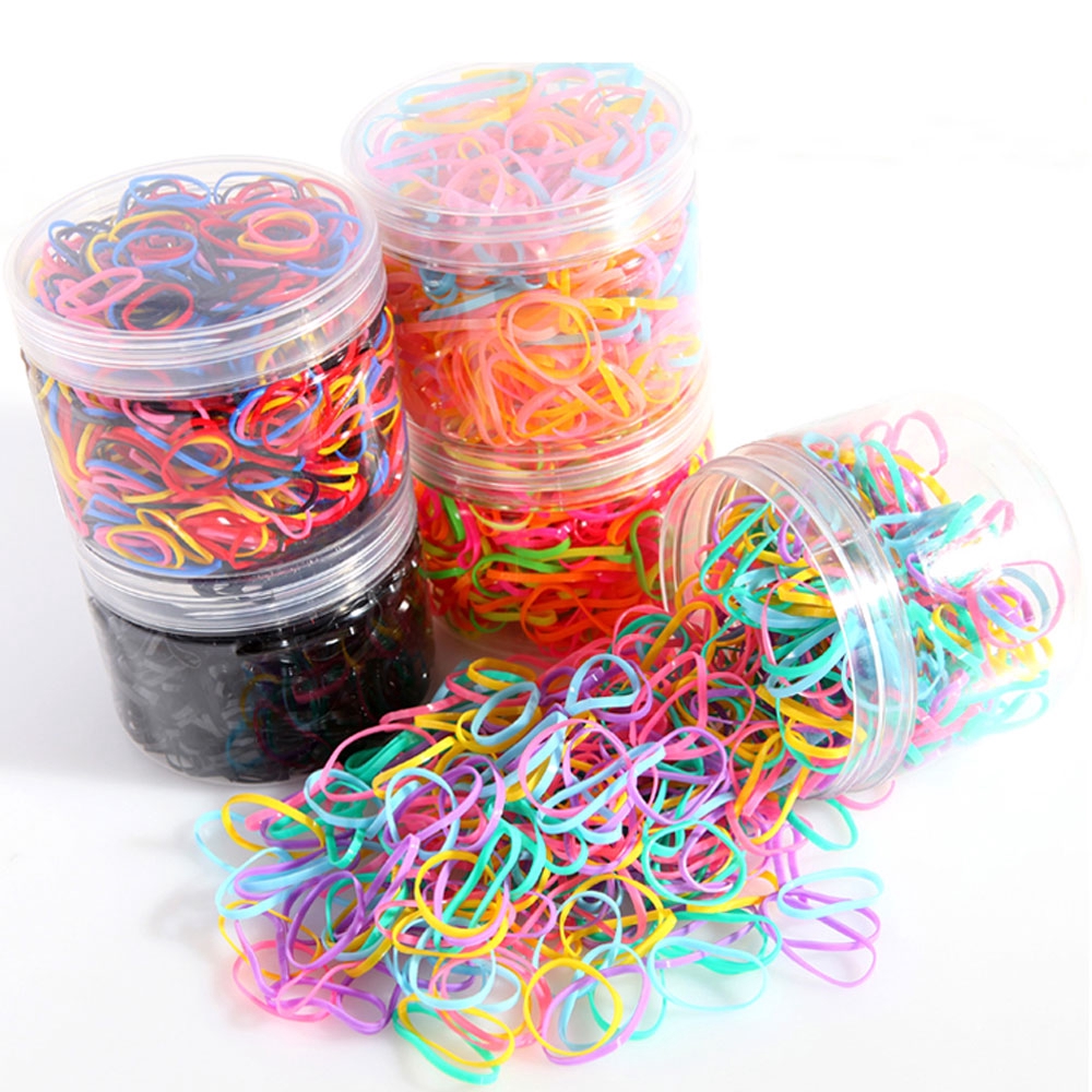 1000pcs Set 500pcs Set Hair Ties Elastic Rubber Hair Bands For