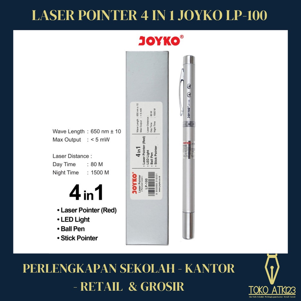 Laser Pointer / Penunjuk Laser / Senter / Bolpen Joyko 4in1 LP-100