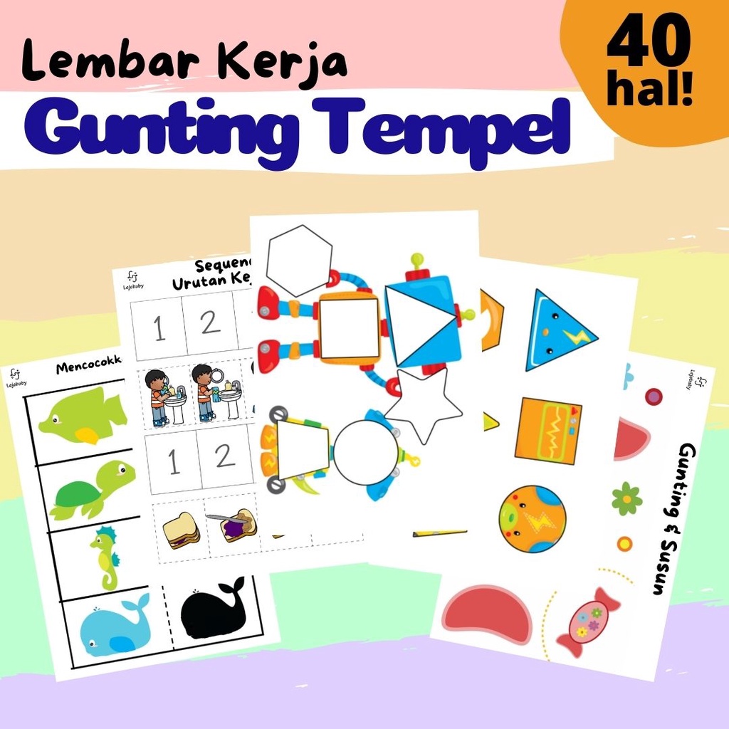 Jual Worksheet Anak Aktivitas Gunting Tempel Lembar Aktivitas