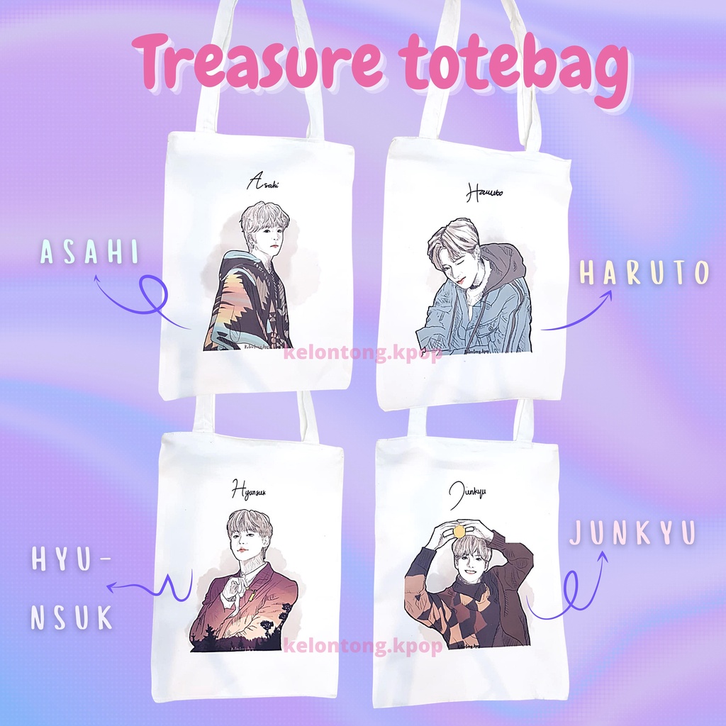 TREASURE Totebag Kanvas RESLETING Teume Asahi Haruto Junkyu Hyunsuk ♡kelontong.kpop♡