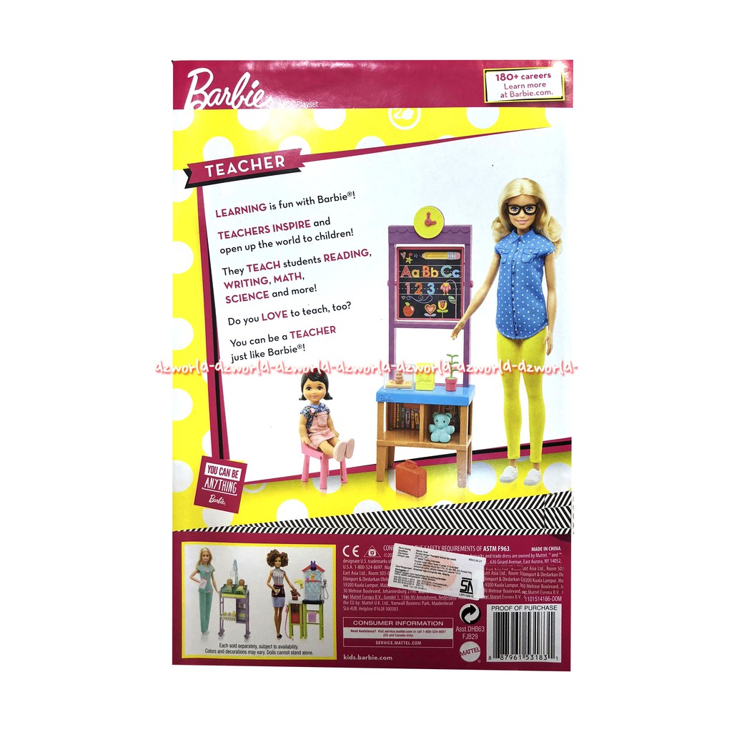 Barbie Teacher Learning Boneka Berbi Menjadi Guru Berbie Doll Barbie Careers Teacher Playset