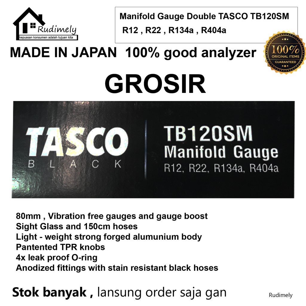 Manifold Gauge Double R12/R22/R134a/R404a MADE IN JAPAN TASCO TB120SM