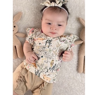 plazababyku MX VALERIE SETELAN BANDO CPDK setelan bayi motif bunga yang lucu free headband