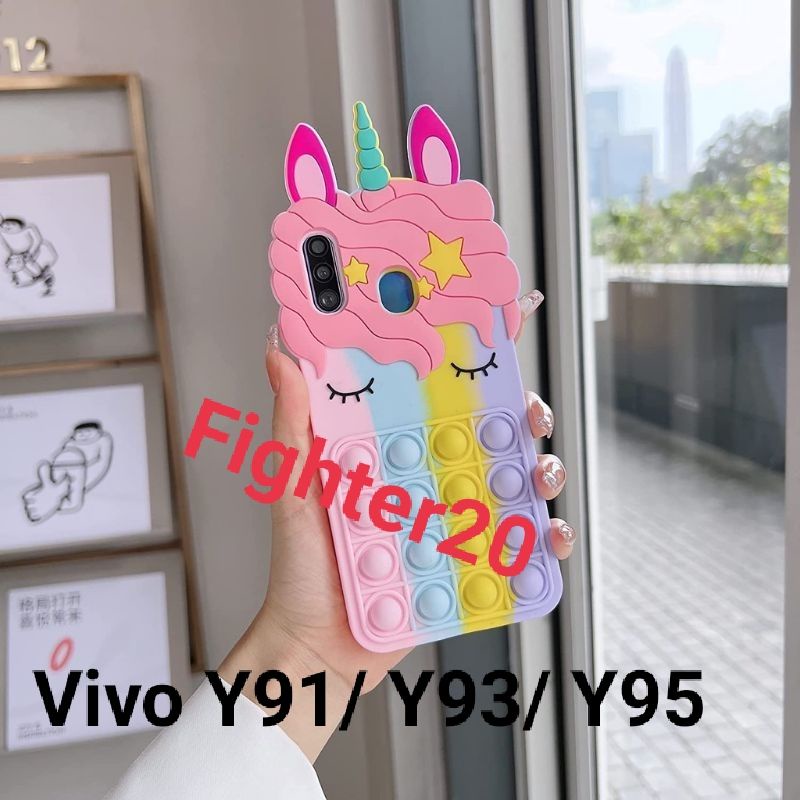 Case Unicorn Vivo Y91 Vivo Y93 Vivo Y95 Kesing Hp Pop It Kartun Rainbow Softcase Warna Warni Pilihan