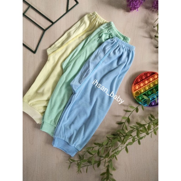 3 pcs CELANA PAMPERS PANJANG BAYI POLOS UK S M L XL