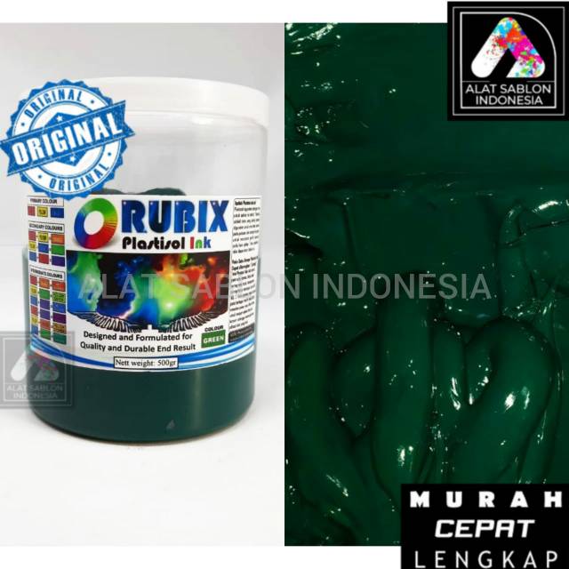 

TINTA SABLON PLASTISOL RUBIX HIJAU GREEN 500GR