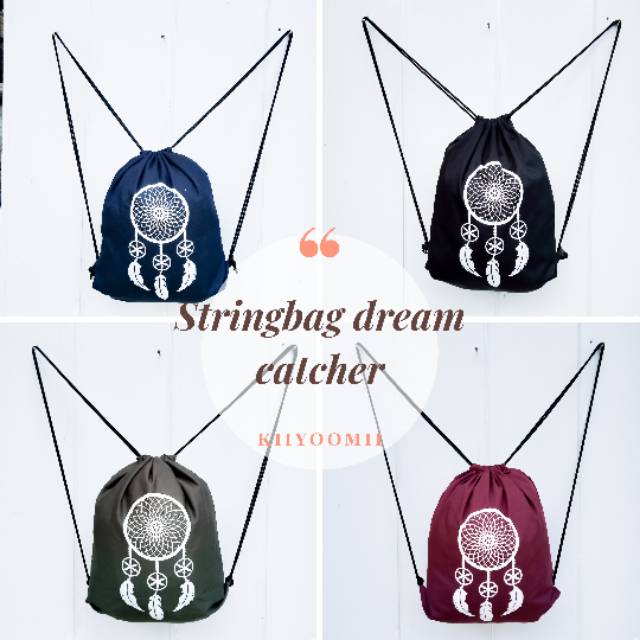 STRING BAG TAS RANSEL SERUT SABLON DREAM CATCHER |bahan drill halus || Kiiyoomii ||