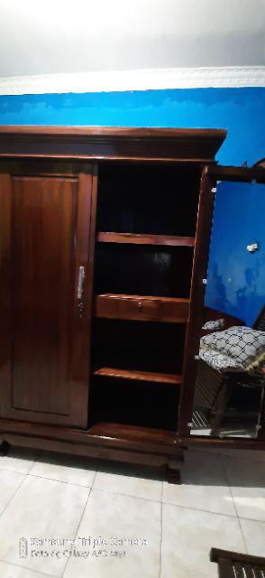 Lemari Jati Pintu 2 Swing Full Ukir