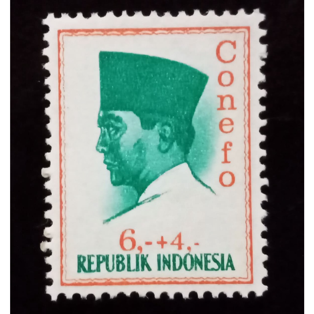 Perangko Indonesia 6,-+4 Tahun 1965 Presiden Soekarno/ Sukarno/ Bung Karno Conefo