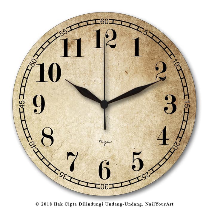 Jam Dinding Vintage - NYA Wall Clock - Uk.30X30 CM - Standard Movement