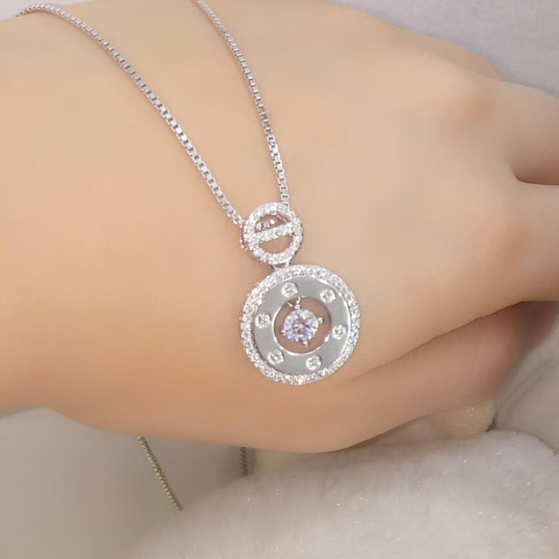 Kalung Titanium Silver Full Diamond Ternama Anti-Hitam Anti-Karat Anti-Alergi Xuping