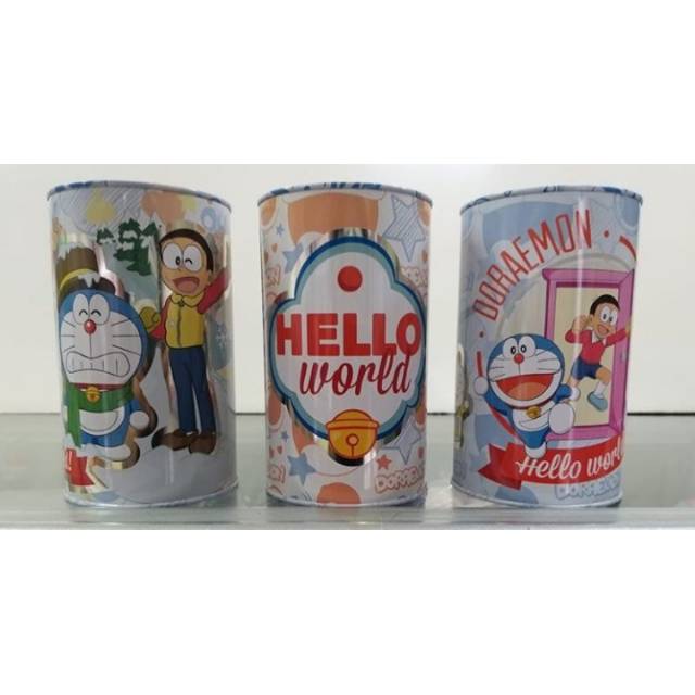 Celengan kaleng metalik doraemon tayo technoplast / celengan tabung metalik technoplast doraemon, ta